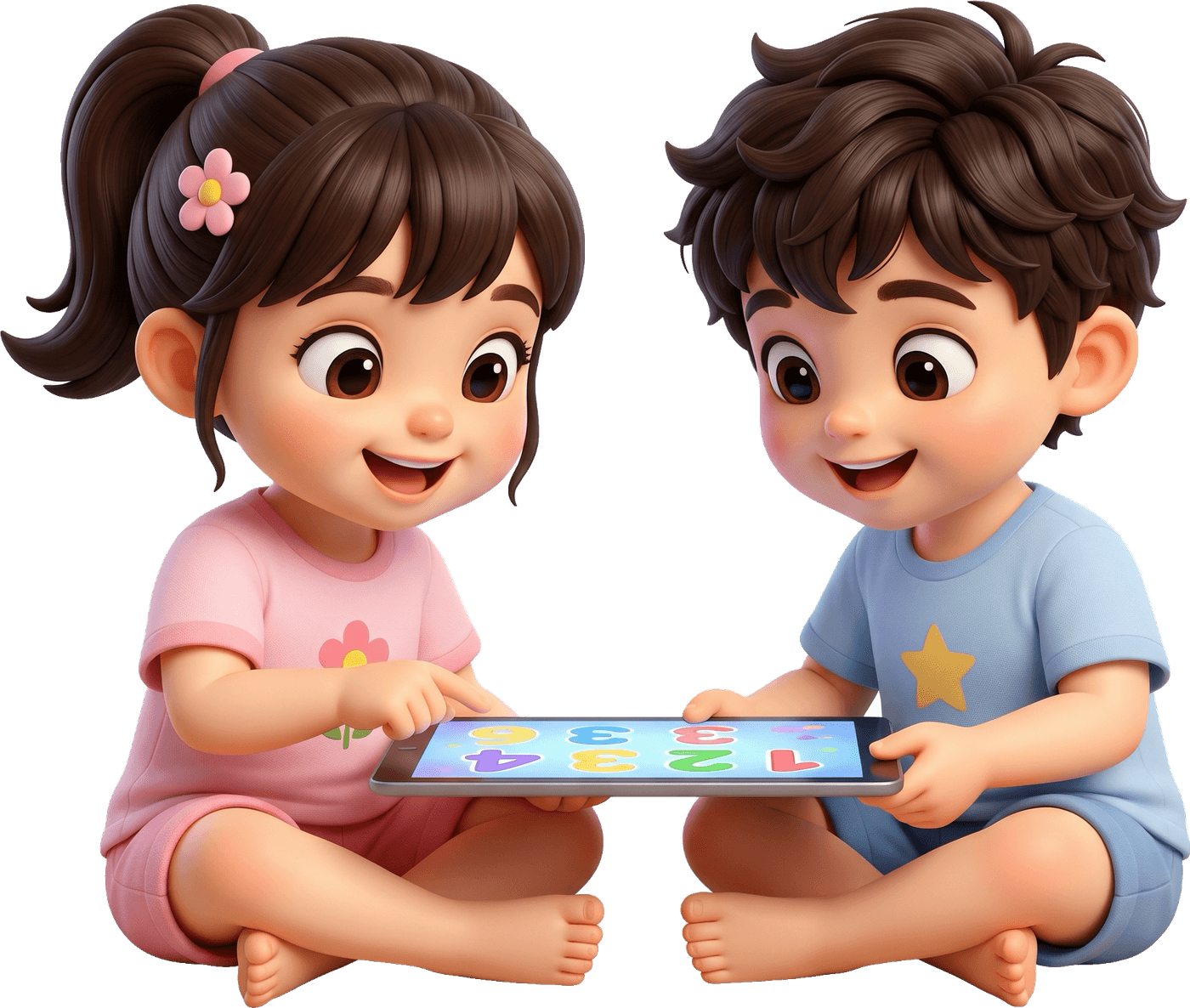 Xíu and Xôi learning on a tablet